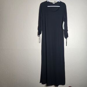J Jill VTG NWT Medium Tall Long Dress Solid Black Long Sleeves Modest Minimalist